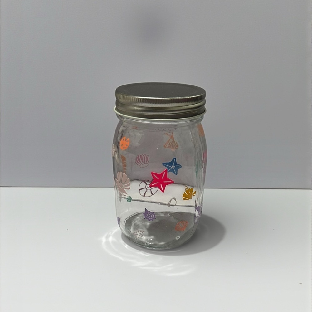Glass Mason Jar With Shell Design - Picture 2 of 4